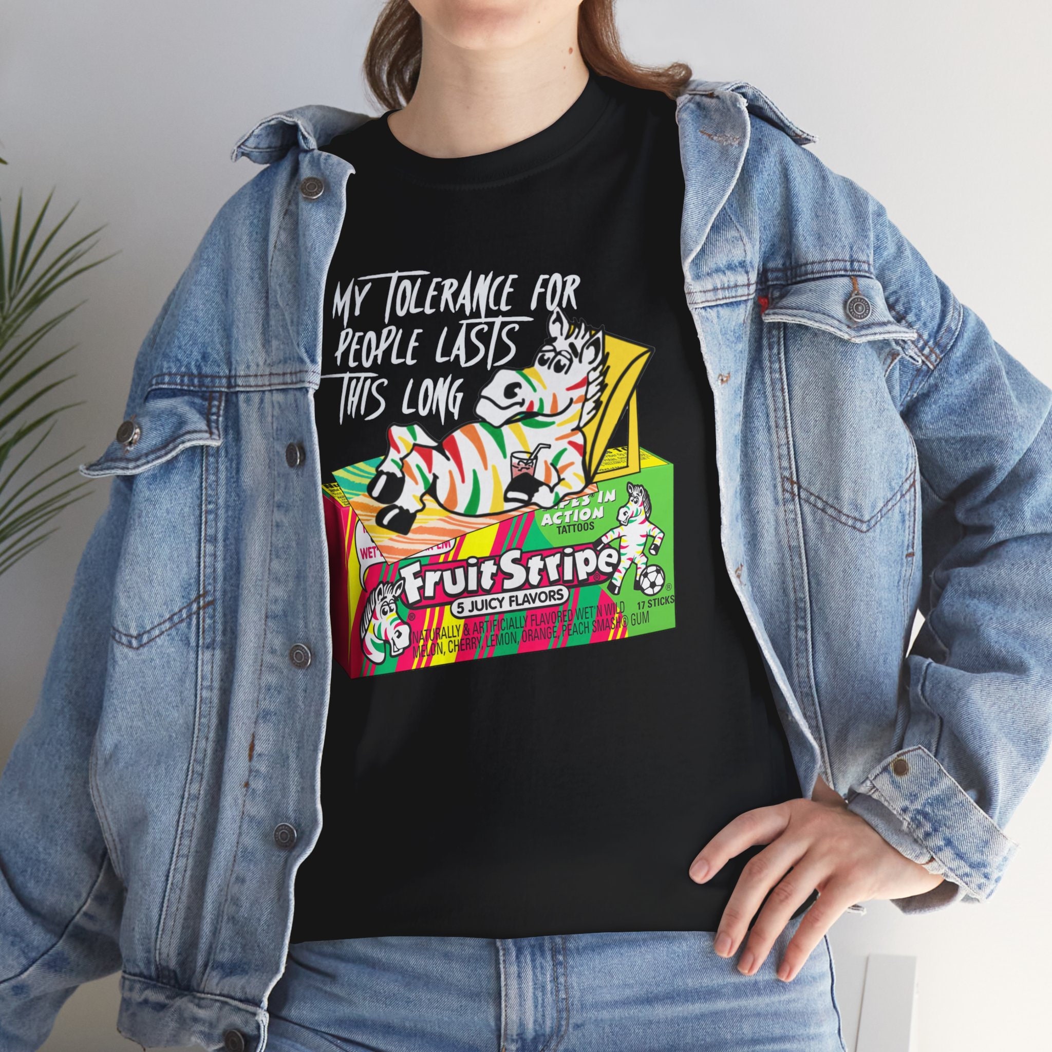 Fruit Stripe Gum Custom T-shirt - Yikes the Zebra - 80's