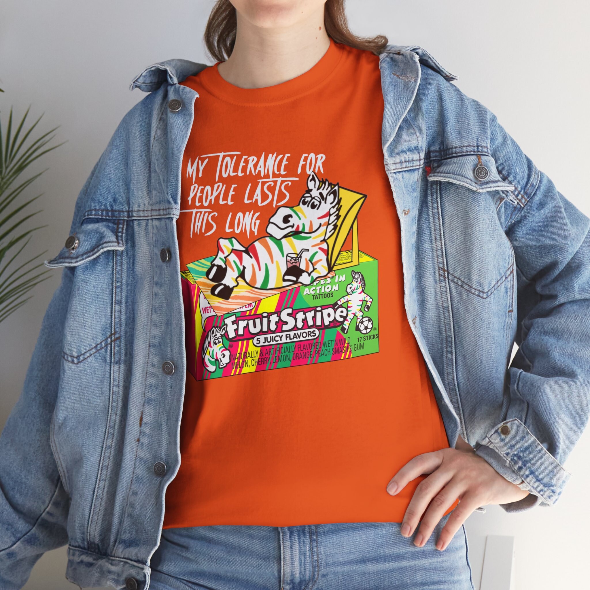 Fruit Stripe Gum Custom T-shirt - Yikes the Zebra - 80's