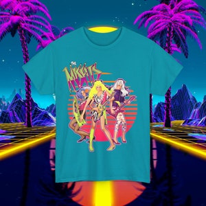 Custom Jem and the Holograms T-Shirt Misfits - 80s Vintage Box Art Unisex Tee for Men and Women - Cartoon Shirt Tropical Blue