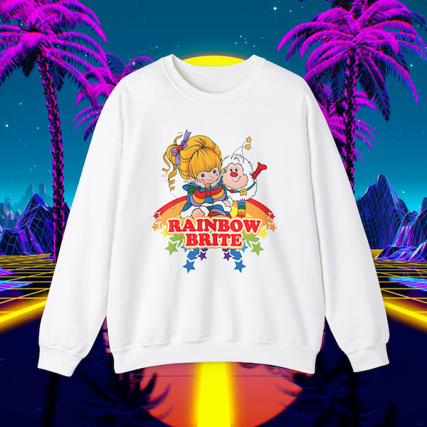 Vintage 1980er Jahre Regenbogen Brite Sweatshirt | Unisex Retro Pullover mit kultigem Regenbogen Brite Design