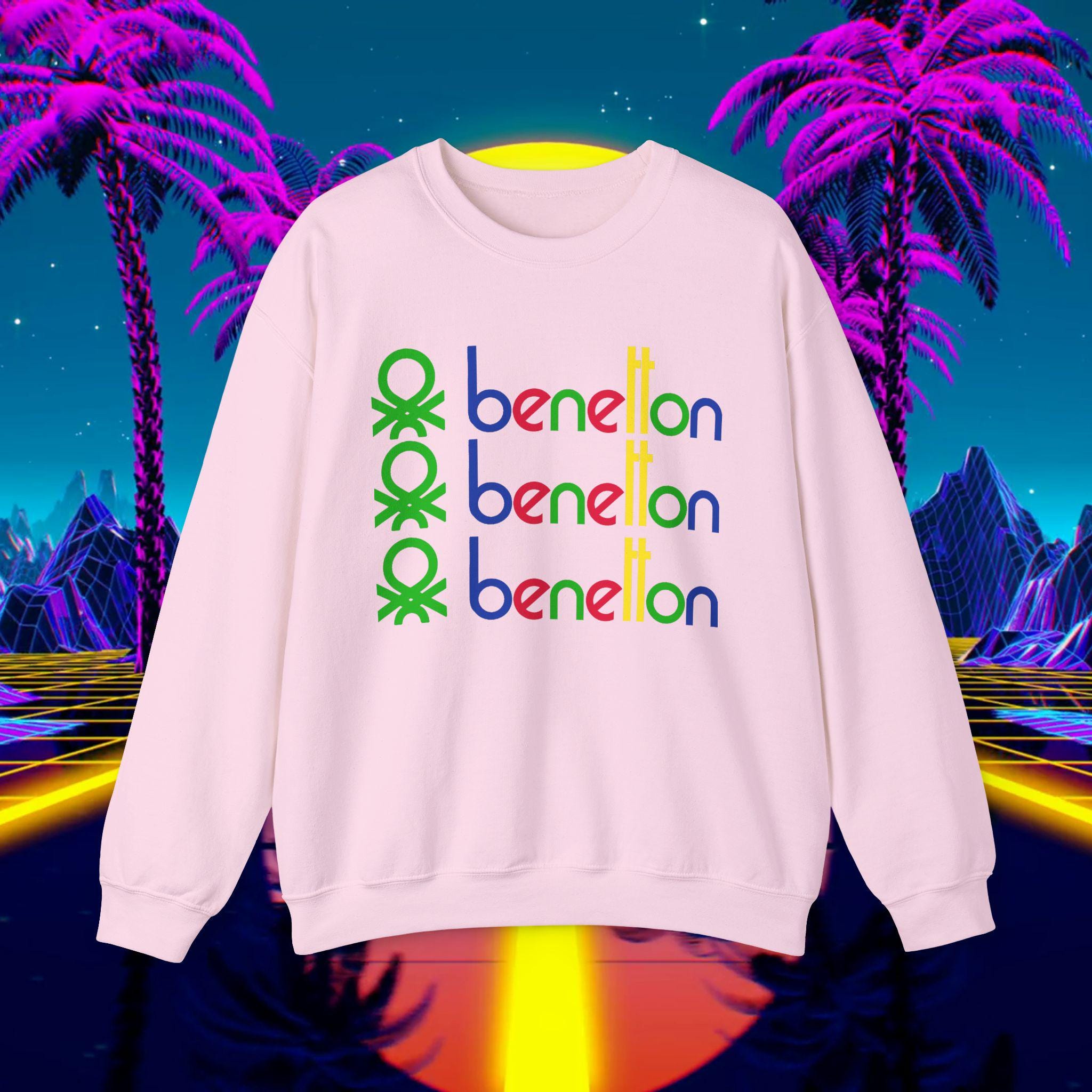 Custom Benetton Vintage 1980s Design Sweatshirt, Unisex for Men