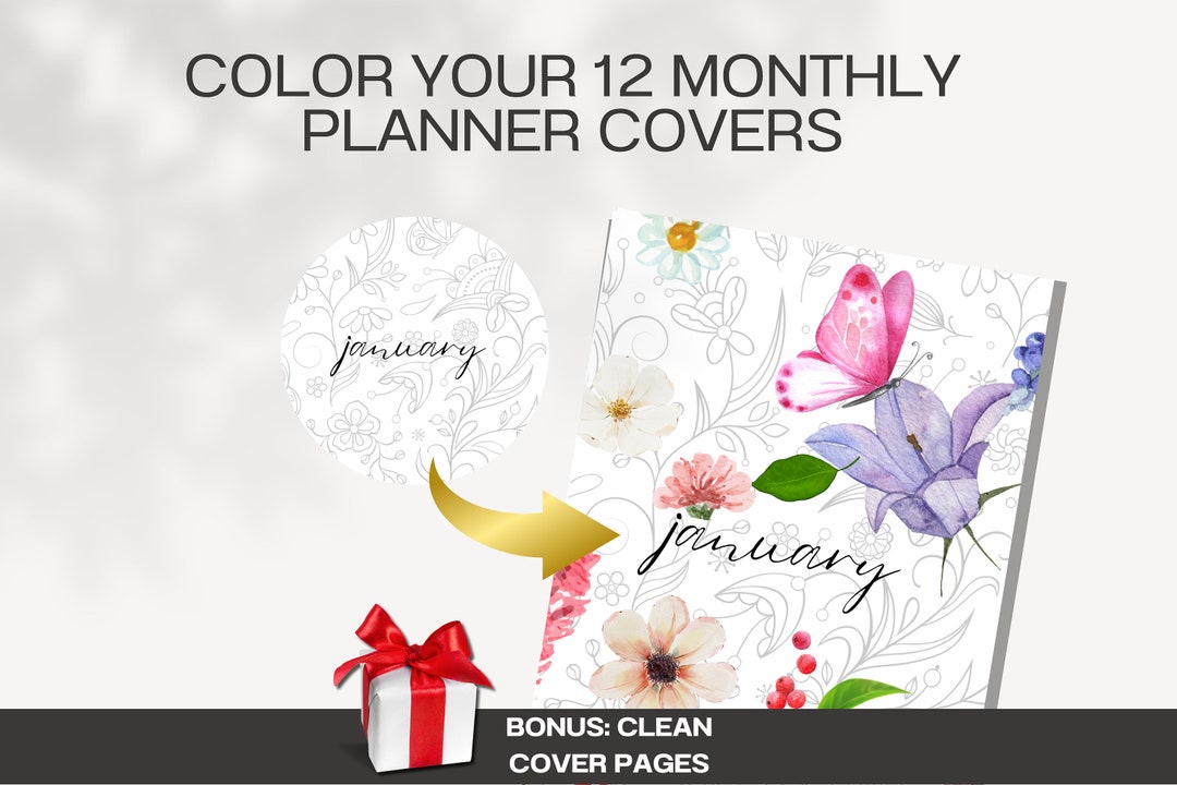 Elegant Monthly Planner Covers Floral Design Floral Cover Pages A5 ...