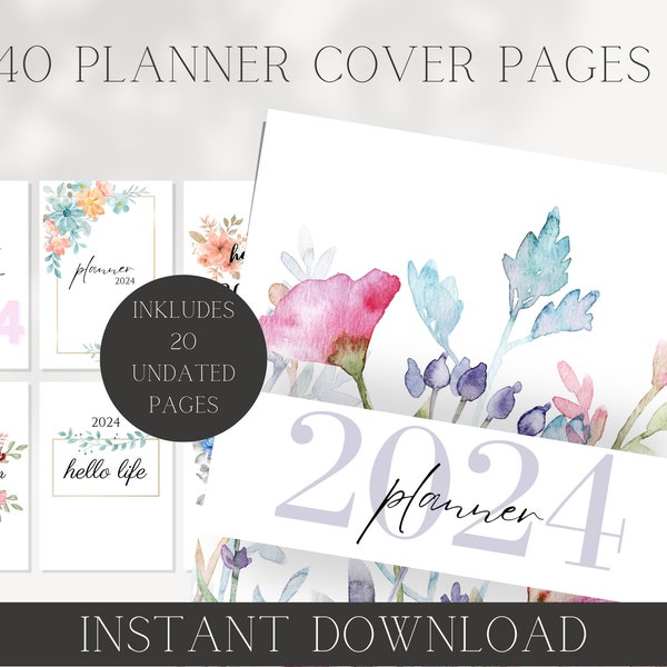 Elegant 2024 Printable Planner Covers - Instant Download | Make your Planner as Individual as you are | Planner Cover Pages | 2024 Planner