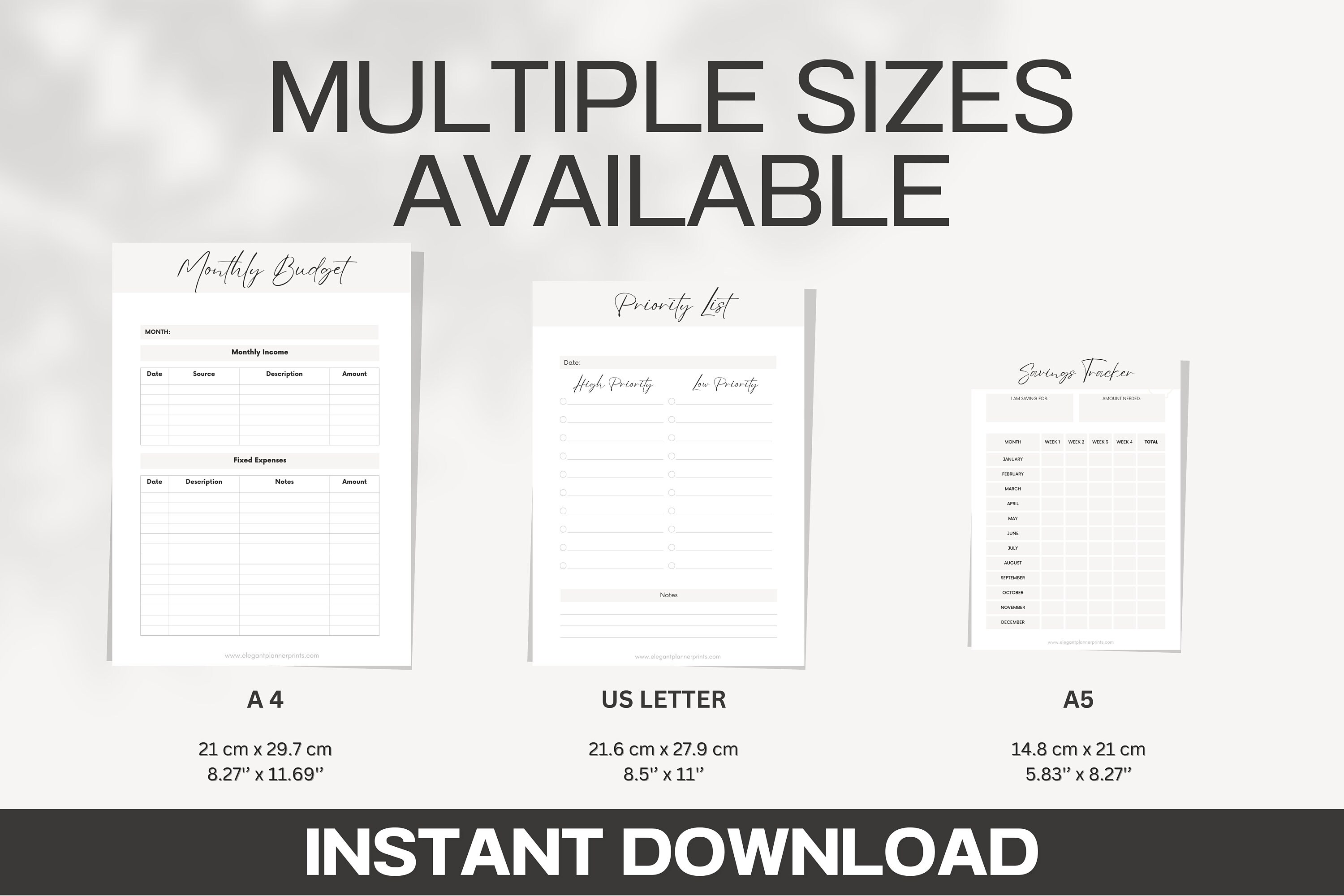 Budget Planner Printable Printable A5 Inserts Finance Tracker for ...