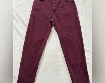 Wrangler vintage Burgundy High-Waisted straight Mom Jeans 28 waist 100% Cotton