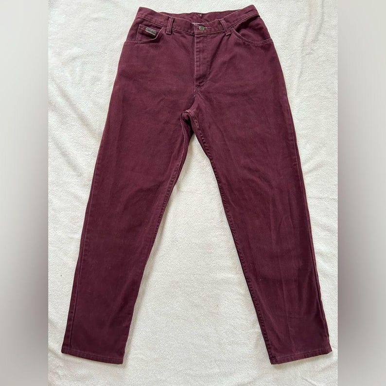 Wrangler vintage Burgundy High-Waisted straight Mom Jeans 28 waist 100% Cotton image 1