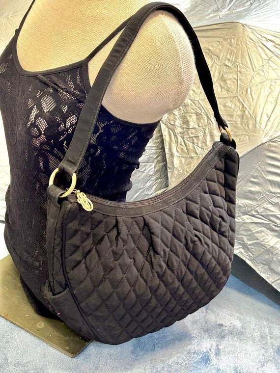 Vera Bradley Black Quilted Hobo Shoulder Bag with… - image 1