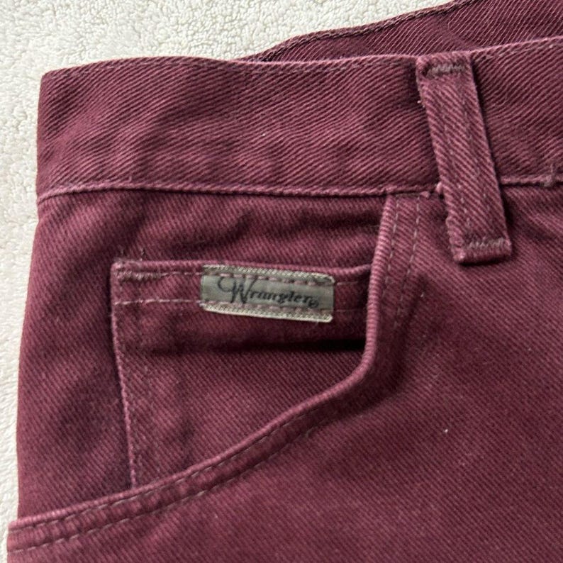 Wrangler vintage Burgundy High-Waisted straight Mom Jeans 28 waist 100% Cotton image 2
