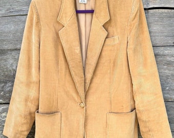 Vintage Dana Blake Corduroy Blazer size 14 Teacher Jacket Lapel Coat with Pocket
