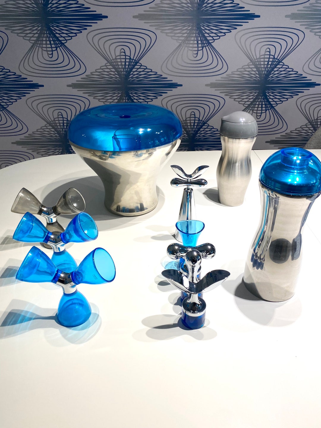 8 Piece Rashid Turqoise Blue Copco Ice Bucket Cocktail Shaker Barware ...