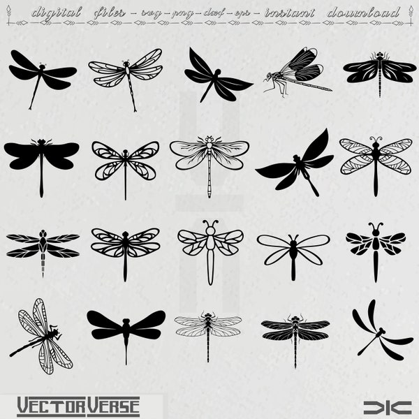 Dragonfly SVG Bundle, Insect svg, Dragonfly vector, Dragonflies, wings cut file, Dragonfly PNG, Dragonflies Svg,Files for Cricut,Silhouette