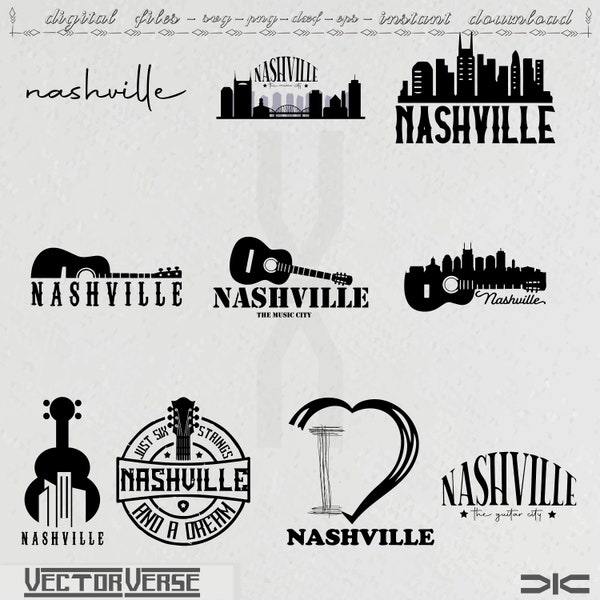 Nashville svg bundle, Nashville vector, nashville the music city, guitar city svg, nashville tennesse, tennesse svg, cut file, silhouette