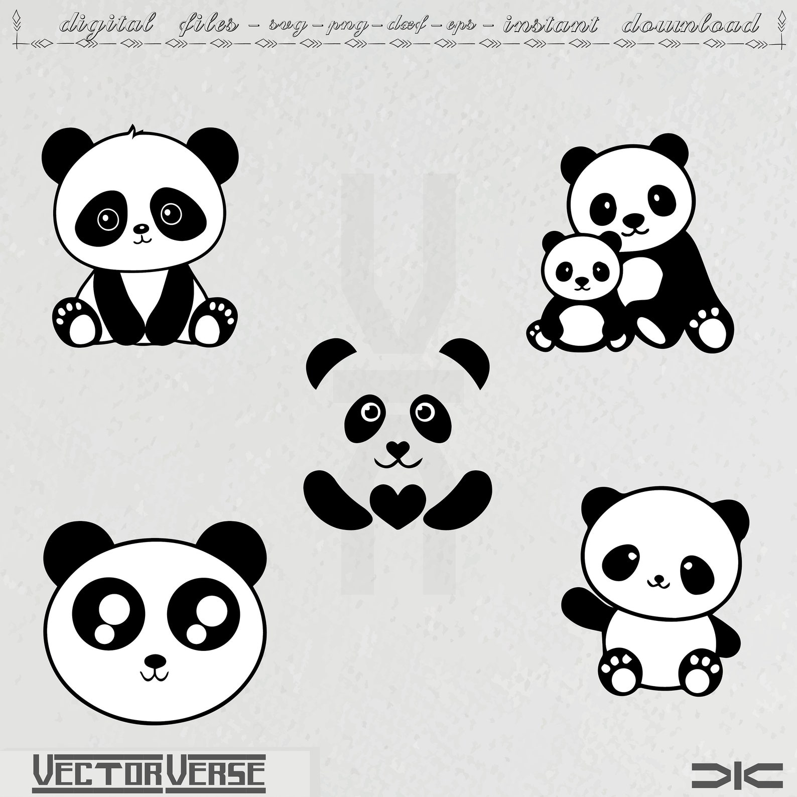Cute Panda Svg,panda Svg,panda Svg Bundle,panda Head Svg,panda Monogram ...