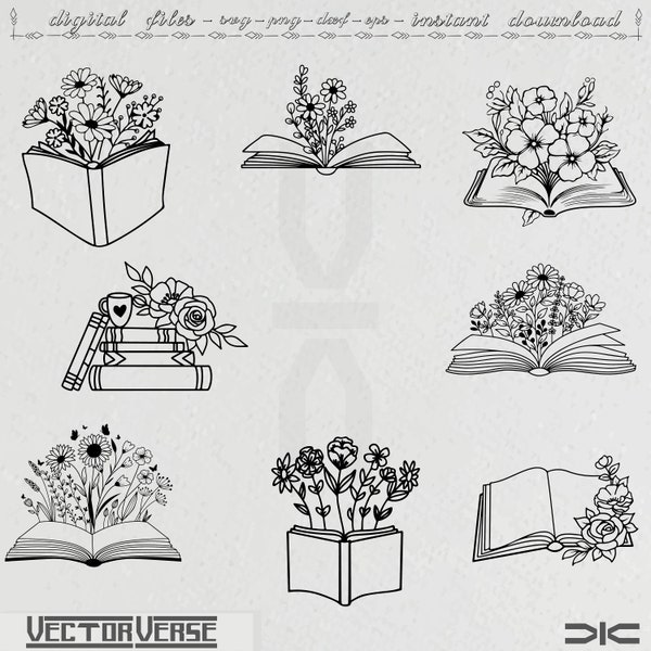 Floral Book SVG, Book Svg, Book with Flowers Svg, Reading Svg, Read, Flowers Growing Out of a Book, Pretty Book, Flowers, Flowers with Book