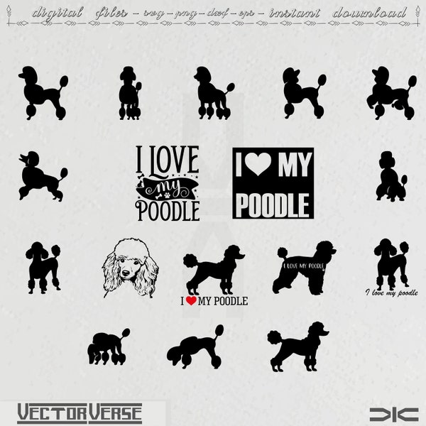 Poodle Svg, Poodle png, poodle dog cricut, dog breed silhouette, poodle clipart, poodle cut file,dog lover, dog mom poodle, i love my poodle