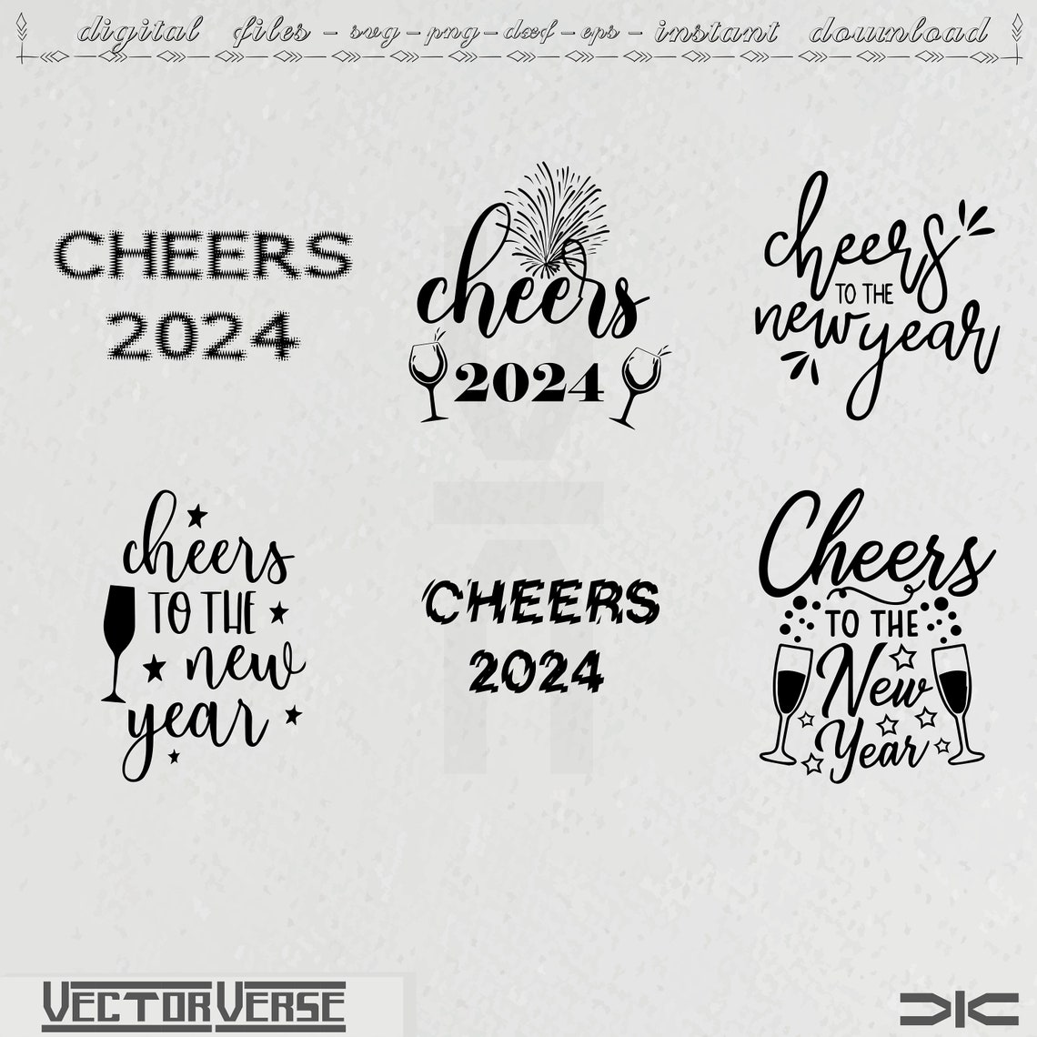 Cheers 2024 Svg Bundle,new Year Svg, Cheers to 2024 Svg, 2024