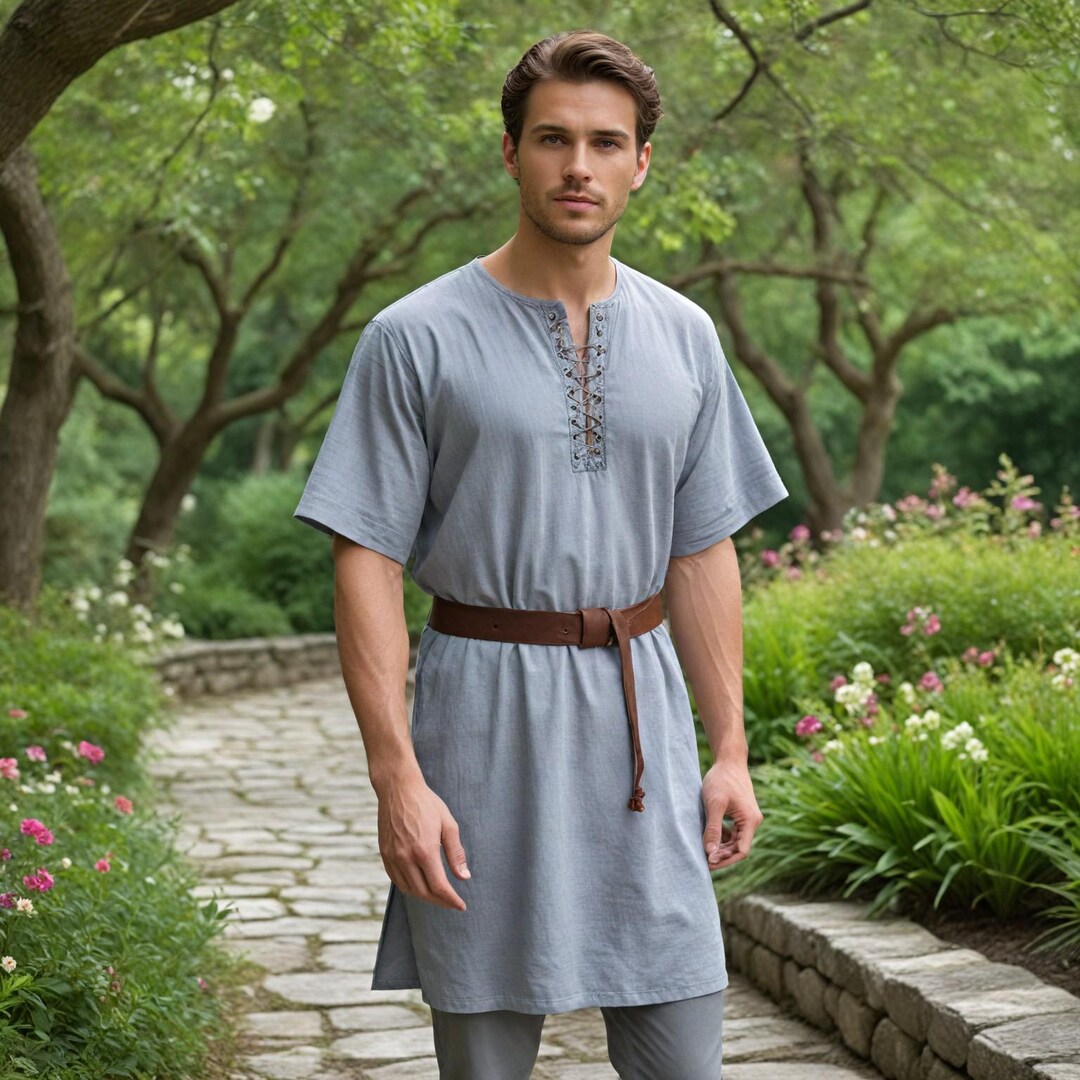 Gray Medieval Tunic for Men Viking Norse Warrior Outfit Renaissance ...