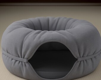 Washable Grey Indoor Tunnel Bed for Cats | Durable Cat Nest for Pet Lovers | High quality Pet Products | Birthday Gift for Cat