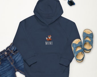 Kids eco hoodie - Organic hoodie with embroidery - Premium Vegan Hoodie - Boys hoodie - Hoodies for girls - Embroidered with an animal - Fox