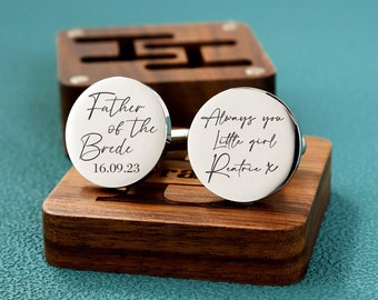 Regalo personalizado del Día del Padre, regalo del padre de la novia, gemelos personalizados, regalo de boda de la hija para el padre, regalos de la novia