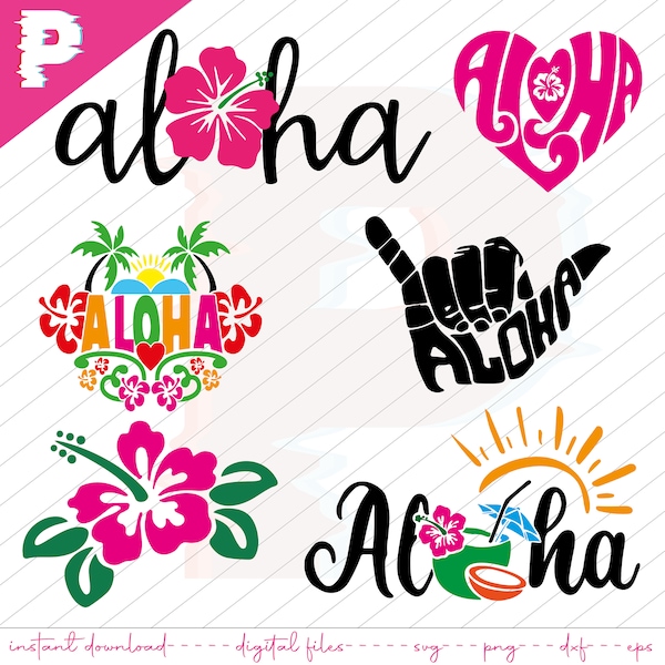 Aloha Svg, Aloha Png, Hawaii Svg, Hibiscus Svg, Aloha Summer, Aloha Beaches, Summer, Tropical, Beach Svg, Aloha hibiscus Flower  SVG - PNG