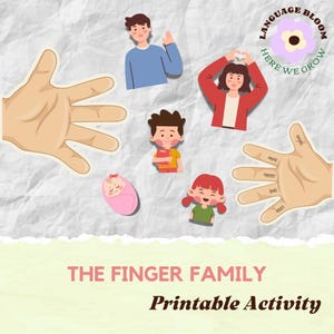 Activité imprimable La famille des doigts. Produit numérique. Comptine. Développement du langage chez l'enfant. Chanson du temps du cercle. Activité en classe.