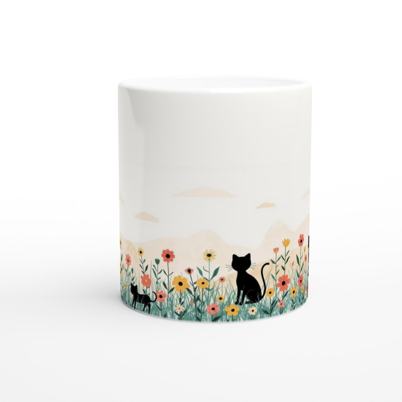 Whimsical Botanical Cat Cup | Cat Lover Mug | Floral Cat Coffee Mug | Gift for Cat Mom | Birthday Gift for Cat Lover | Cute Cat Design Mug image 6