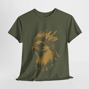 Cool Eagle with Sunglasses Tee | Golden Eagle with Native Indian Headdress | Modern Eagle Art Shirt | Gift for Him | Urban streetwear tee image 4