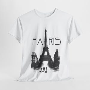 Maglietta con la silhouette della Torre Eiffel, maglietta in stile street photography di Parigi, arte a carboncino, maglietta con la Torre Eiffel, maglietta Francia, maglietta Parigi, Torre Eiffel