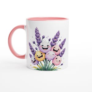 Whimsical Lavender Flower Mug - Cute Cartoon Floral Aquarelle Art - Perfect Gift for Flower Lovers