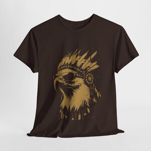 Cool Eagle with Sunglasses Tee | Golden Eagle with Native Indian Headdress | Modern Eagle Art Shirt | Gift for Him | Urban streetwear tee image 6