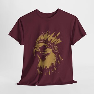 Cool Eagle with Sunglasses Tee | Golden Eagle with Native Indian Headdress | Modern Eagle Art Shirt | Gift for Him | Urban streetwear tee image 5