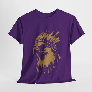Cool Eagle with Sunglasses Tee | Golden Eagle with Native Indian Headdress | Modern Eagle Art Shirt | Gift for Him | Urban streetwear tee image 7