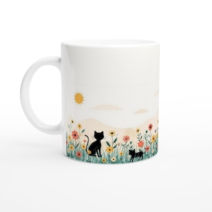 Whimsical Botanical Cat Cup | Cat Lover Mug | Floral Cat Coffee Mug | Gift for Cat Mom | Birthday Gift for Cat Lover | Cute Cat Design Mug image 5