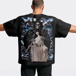Horror Grim Reaper Gothic Woman PNG – Dark Fantasy 4861x6250 Graphic for Black T-Shirts & Hoodies – Premade Commercial Use Design