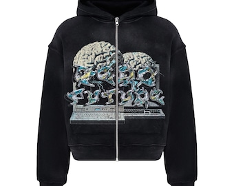 Streetwear Chrome Brain Tee Design: Blitze PNG (3000x3000)