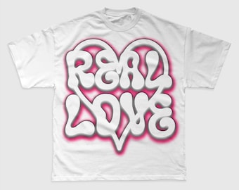 Real Love Airbrush Typography PNG: Y2K Design (Commercial Use)