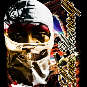 Love Yourself Masked Guardian PNG – Streetwear Graphic (Commercial Use)