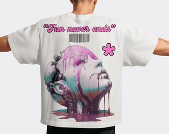 Cyberpunk-horror PNG: Pink Drip Robot Face, transparant ontwerp (4861 x 6250 px) (digitale download)