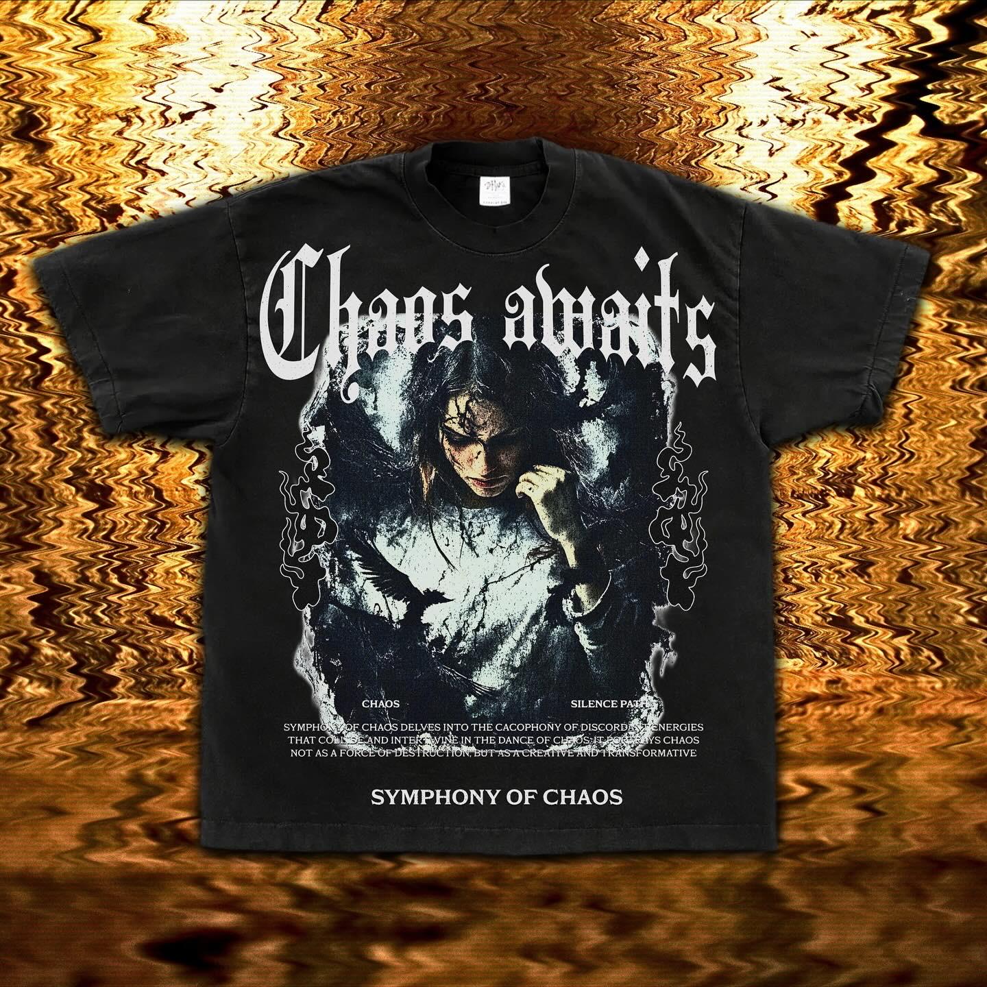 Chaos Awaits Grunge Streetwear T-shirt Design (PNG)