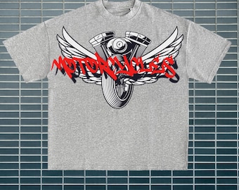 Revved Up Wings: Streetwear Motorcycle Engine Graffiti PNG Instant Download