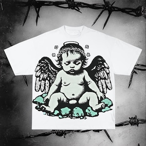 Baby Angel PNG Tee Design – Heavenly Streetwear Art | 5000x5000 Transparent PNG | Commercial Use for Up to 1000 Sales!