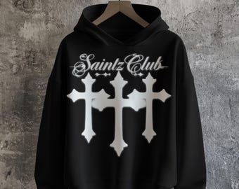 Saintz Club Triple Cross PNG: Gothic Streetwear Design (Instant Download)