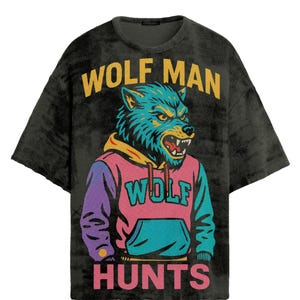 Wild Wolf Man Hunts - Retro Streetwear Inspired PNG & SVG Design – 4000x4000 Transparent, Commercial Use