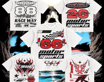 Y2K Motor Sports V1 – 5-Pack Canva Editable Racing Templates | Change Numbers/Brand/Colors