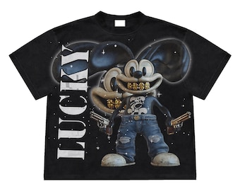 Oswald Gold Grill Streetwear PNG – Retro cartoon T-shirtontwerp (directe download)