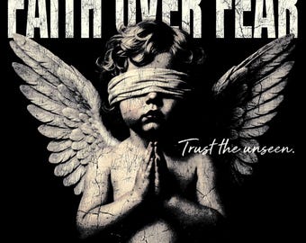 T-shirt Faith Over Fear Angel, png PNGEgg | Vintage streetwear christelijk ontwerp (DTG DTF)