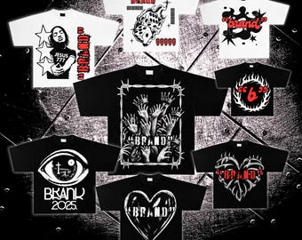 8 canvassjablonen voor urban streetwear – bewerkbare zwart-witte T-shirtontwerpen – commercieel gebruik