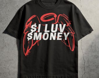 I Luv Money PNG Red Angel Wings Streetwear Design 5000 x 5000 transparante png commercieel gebruik