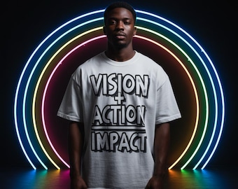 Visie + actie = impact, png | Motiverend typografieontwerp | 4000 x 4000 transparant png-bestand | Commercieel gebruik